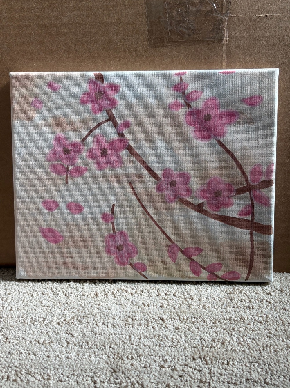 Pink Cherry Blossom Wall Art Canvas